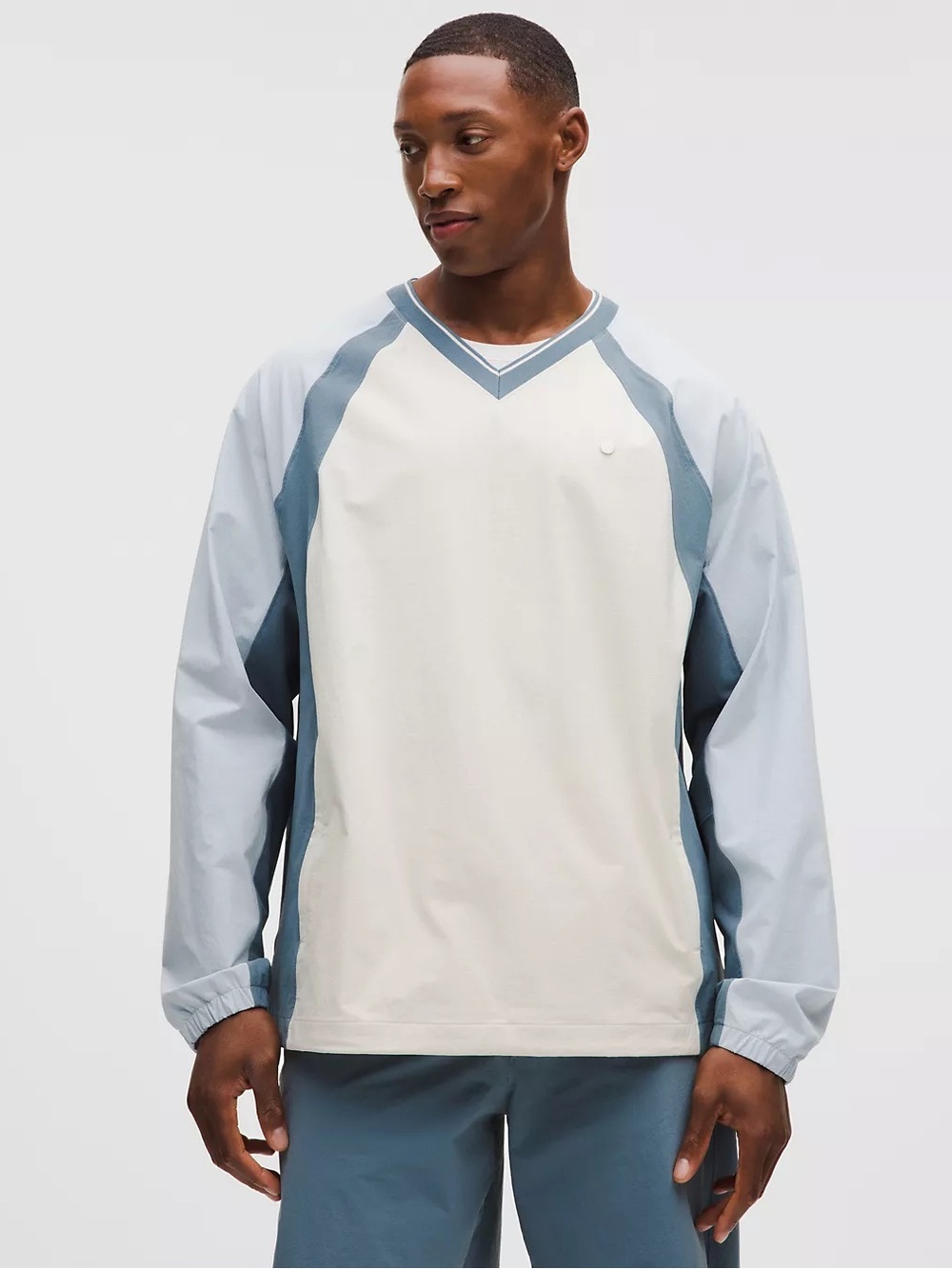 NWT Lululemon Water-Repellent Golf Pullover Light Ivory Starch Blue Steel Blue